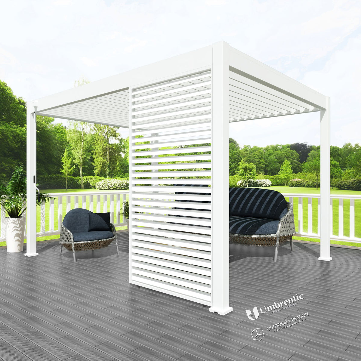 Umbrentic 10' × 13' Louvered Pergola Double Aluminum Louvers with Adju ...