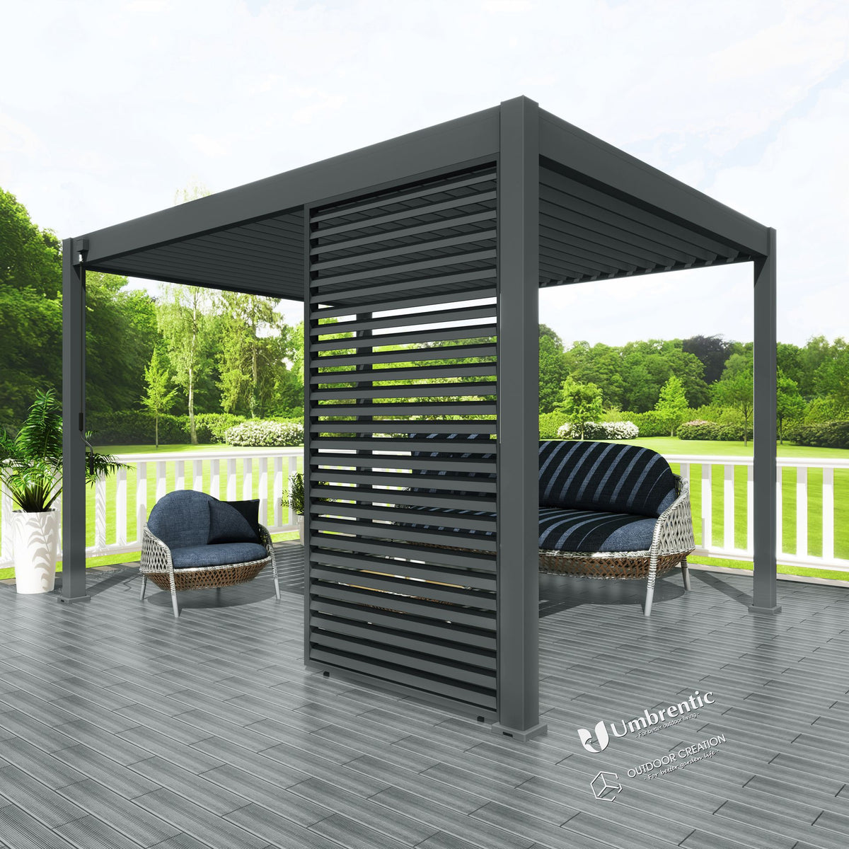 Umbrentic 10' × 13' Louvered Pergola Double Aluminum Louvers with Adju ...
