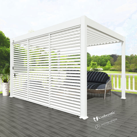 Umbrentic  13' × 10' Louvered Pergola Double Aluminum Louvers with Adjustable Rainproof Roof, Outdoor Aluminum Louvered Pergola, for Garden, Patio, Backyard, lawns