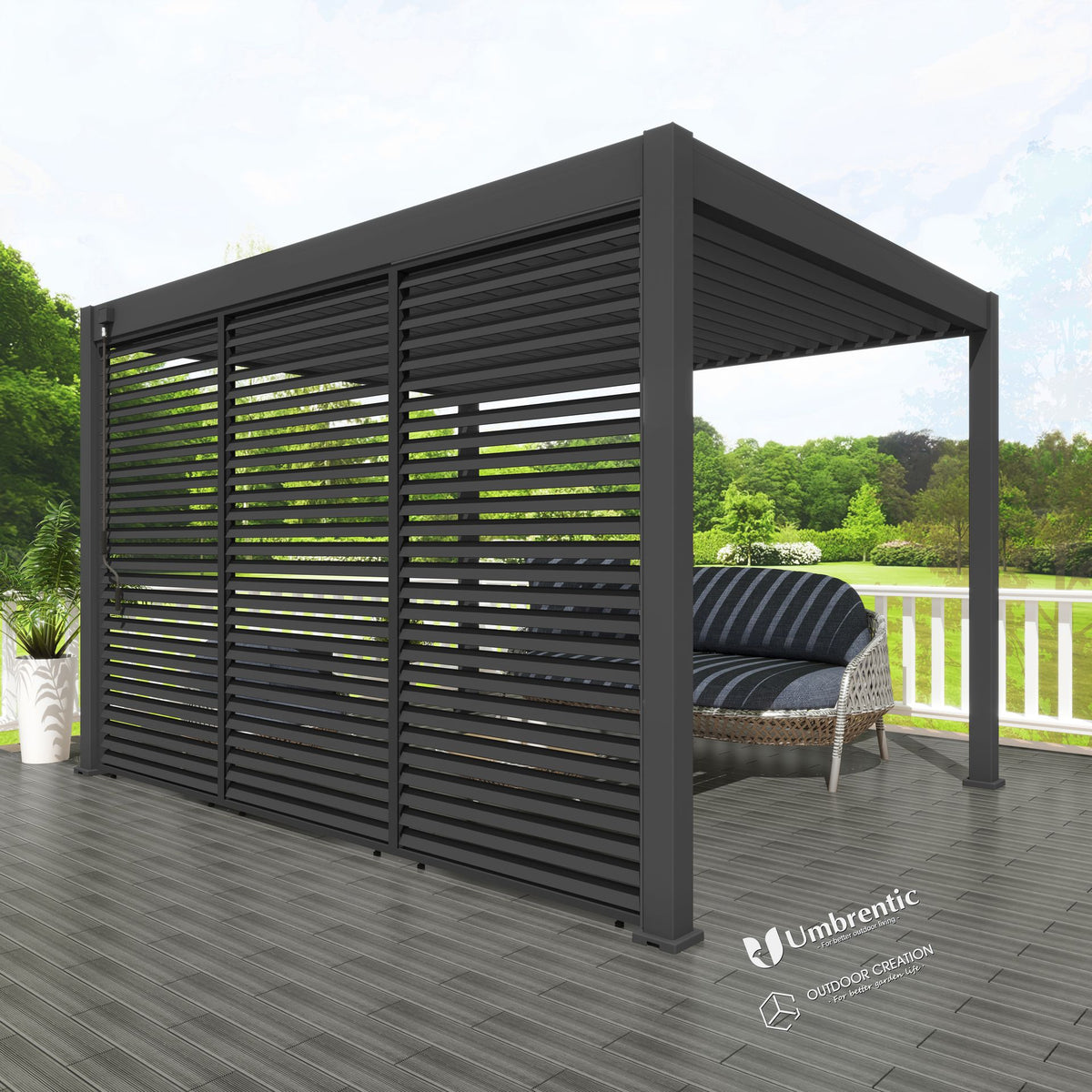 Umbrentic 10' × 13' Louvered Pergola Double Aluminum Louvers with Adju ...