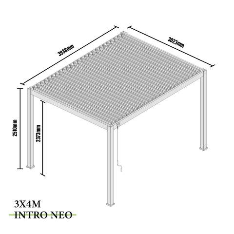 Umbrentic Intro Neo Series Aluminum Pergola for Outdoor, Freestanding Louvered Pergola, Louvered Pergola with Roof Rainproof Sun Shade